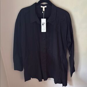 Eileen Fisher Black Button-Up Blouse